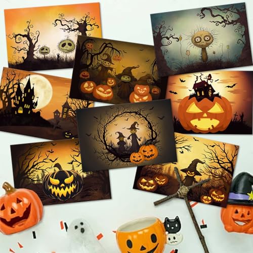 Vintage Halloween Greeting Cards Set - 24 Pack with Envelopes