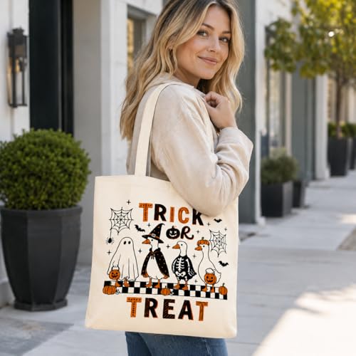 Halloween Canvas Tote Bag - Reusable Trick or Treat Bag