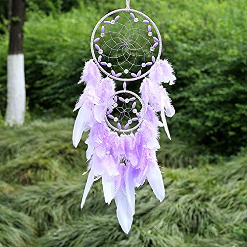 Large Purple Dream Catcher - Handmade Feather Wall Decor for Bedroom