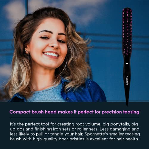 Spornette Little Wonder Boar Bristle Hair Brush - Teasing & Smoothing Brush for All Hair Types