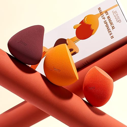 Jessup 3-Piece Makeup Sponge Set - Reusable Foundation Blenders for Face