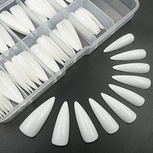 Medium Long Stiletto Press-On Nails - 100PC Glossy Fake Nails