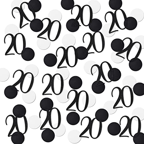 Black Glitter Number 20 Confetti for 20th Birthday - 200pcs