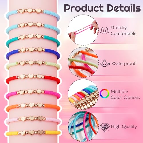 20 Pack Colorful Heart Friendship Bracelets for Gifts