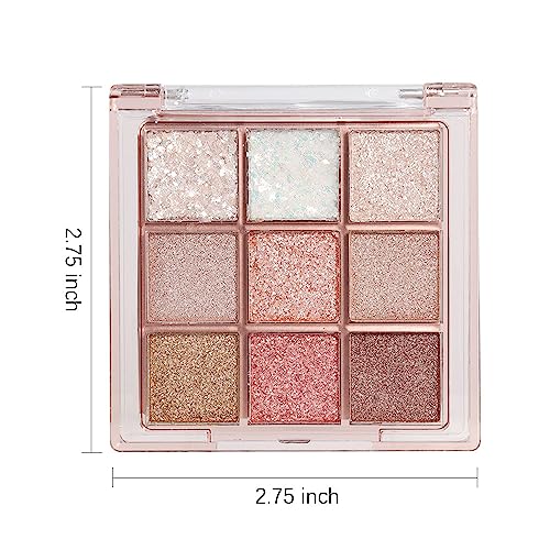 CAKAILA 9-Color Glitter Eyeshadow Palette - Long Lasting & Waterproof