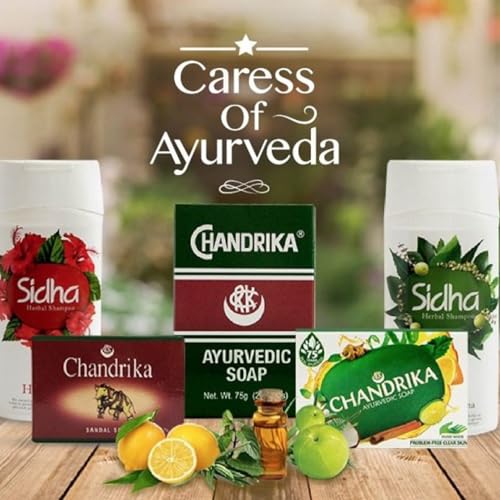 Chandrika Ayurvedic Soap - 100% Natural Vegan Bar Soap, 4-Pack