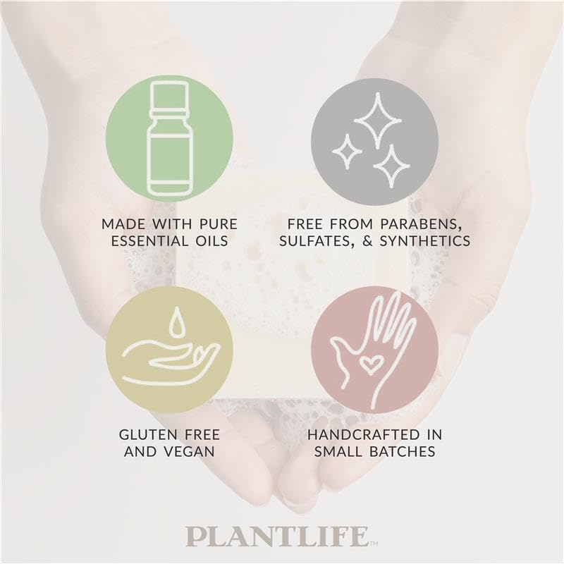Plantlife Peppermint Natural Bar Soap 2-Pack - Handcrafted Vegan 4 oz