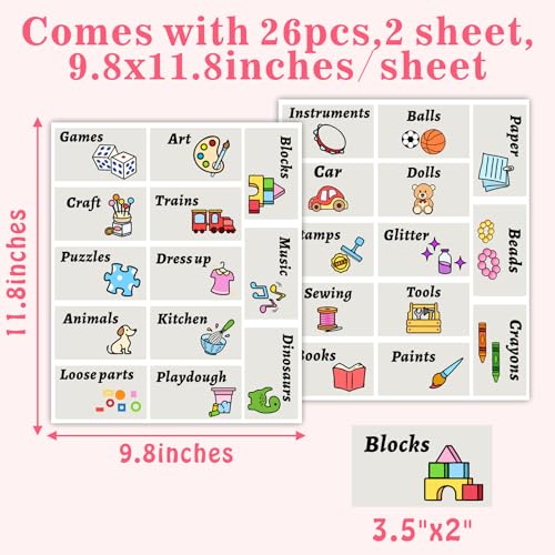 MOSITU Toy Bin Labels with Pictures - Colorful Storage Decals for Kids