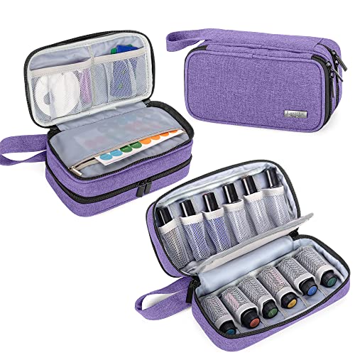 LUXJA Double-Layer Essential Oil Case - Holds 12 Bottles, Purple