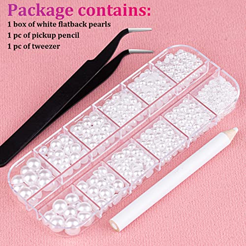 Flatback White Pearls for Nail Art & DIY Crafts - 6 Sizes