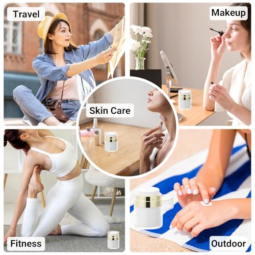 Segbeauty 30ml Airless Pump Travel Jars for Creams - 4 Pack Refillable