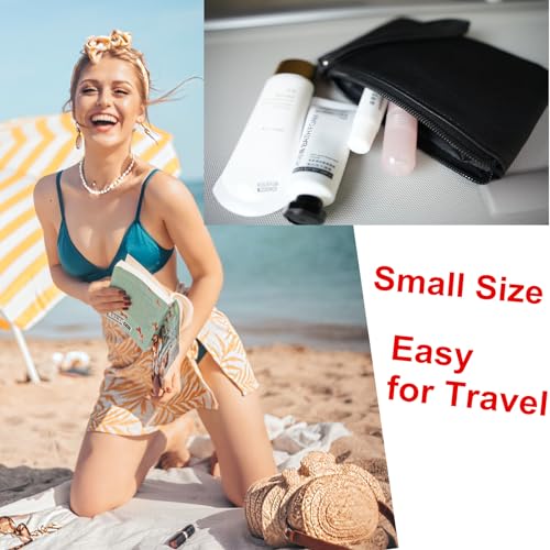 SeBUCUOO Mini Black Makeup Bag for Purse - Compact Cosmetic Organizer Wristlet