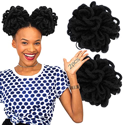 8 Inch Faux Loc Ponytail Hair Bun for Black Women - 2 Pack, Petal Style