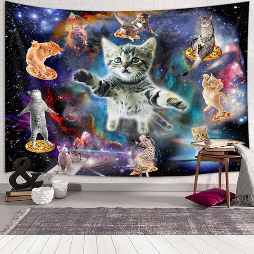 Cool Cat Tapestry Wall Hanging - Starry Sky & Galaxy Design, 40x30