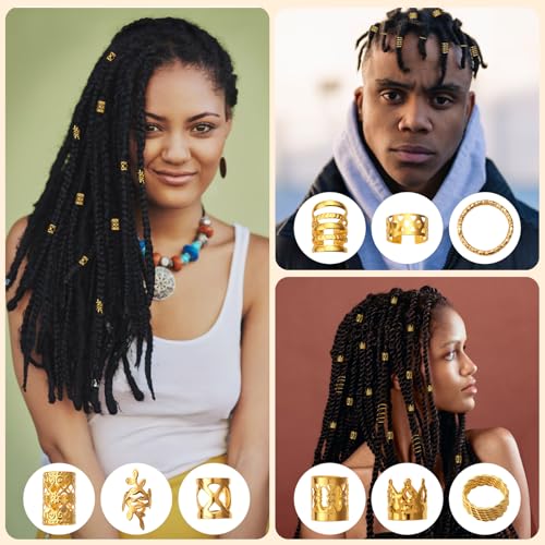220Pcs Gold Hair Jewelry for Dreadlocks & Braids - CPOXITI