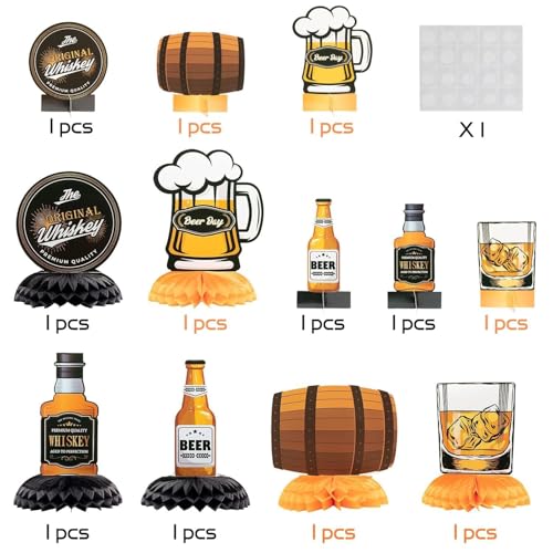 Whiskey Themed Honeycomb Centerpieces - 12Pcs Party Decorations