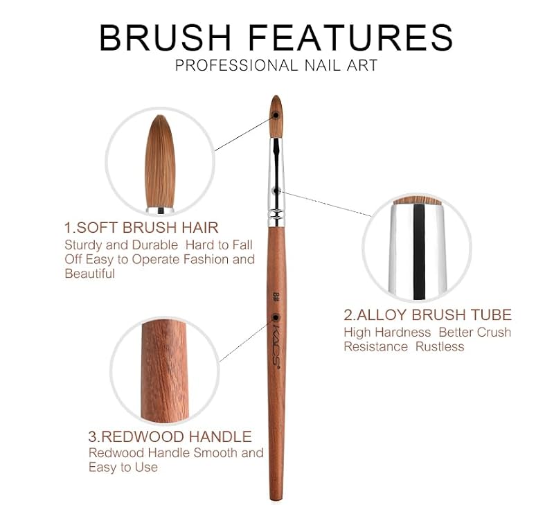 Rolabling Kolinsky Acrylic Nail Brush 8# - Professional Tool for Nail Art