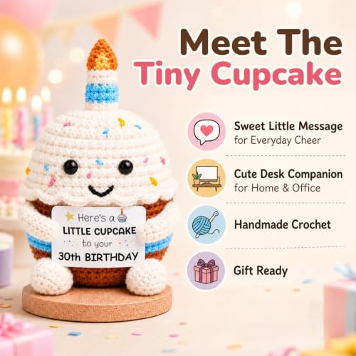 Handmade Crochet Cupcake Doll - 30th Birthday Gift for Him & Her
