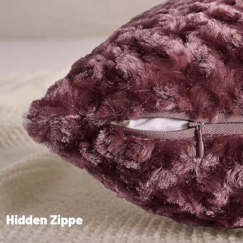 FUTEI Pack of 2 Burgundy Rose Textured Throw Pillow Covers 18x18