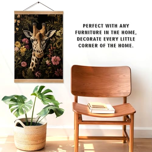 Vintage Giraffe Wall Art Poster - 12x16 Inch Canvas Print for Kids Room