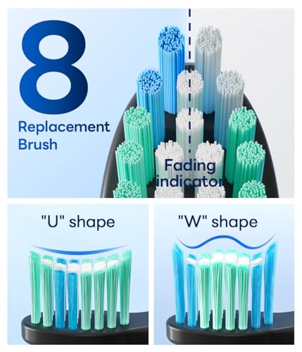 Bymore Sonic Electric Toothbrush with 8 Brush Heads and 5 Cleaning Modes