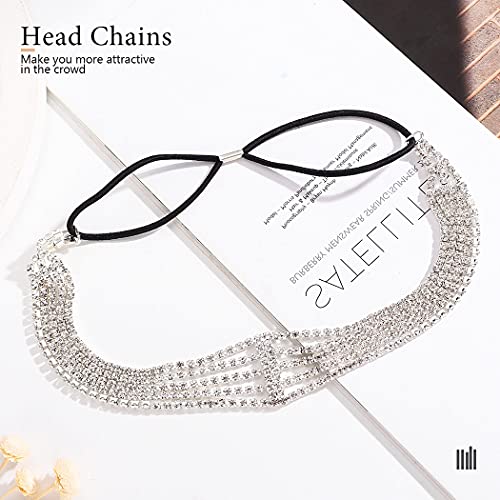 JEAIRTS Rhinestone Head Chain Crystal Forehead Bridal Prom Hair