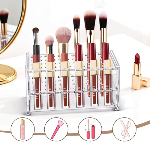 Acrylic Perfume Organizer Rack with 24 Slots for Rollerballs & Travel Vials