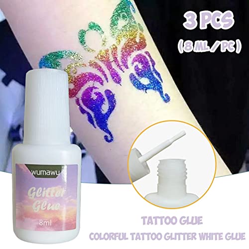 Wumawu 8ml Temporary Tattoo Glue - Water-Based Glitter Adhesive