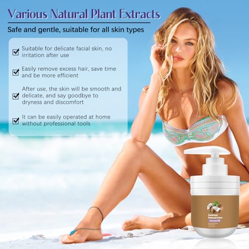 2Bottle Facial Hair Removal Cream - Coconut Oil Based Gentle Body Hair Remover Cream,Coconut Facial Hair Removal Cream for Women, Sensitive Skin Safe,Gentle and Non-irritating 3.52 FL.OZ