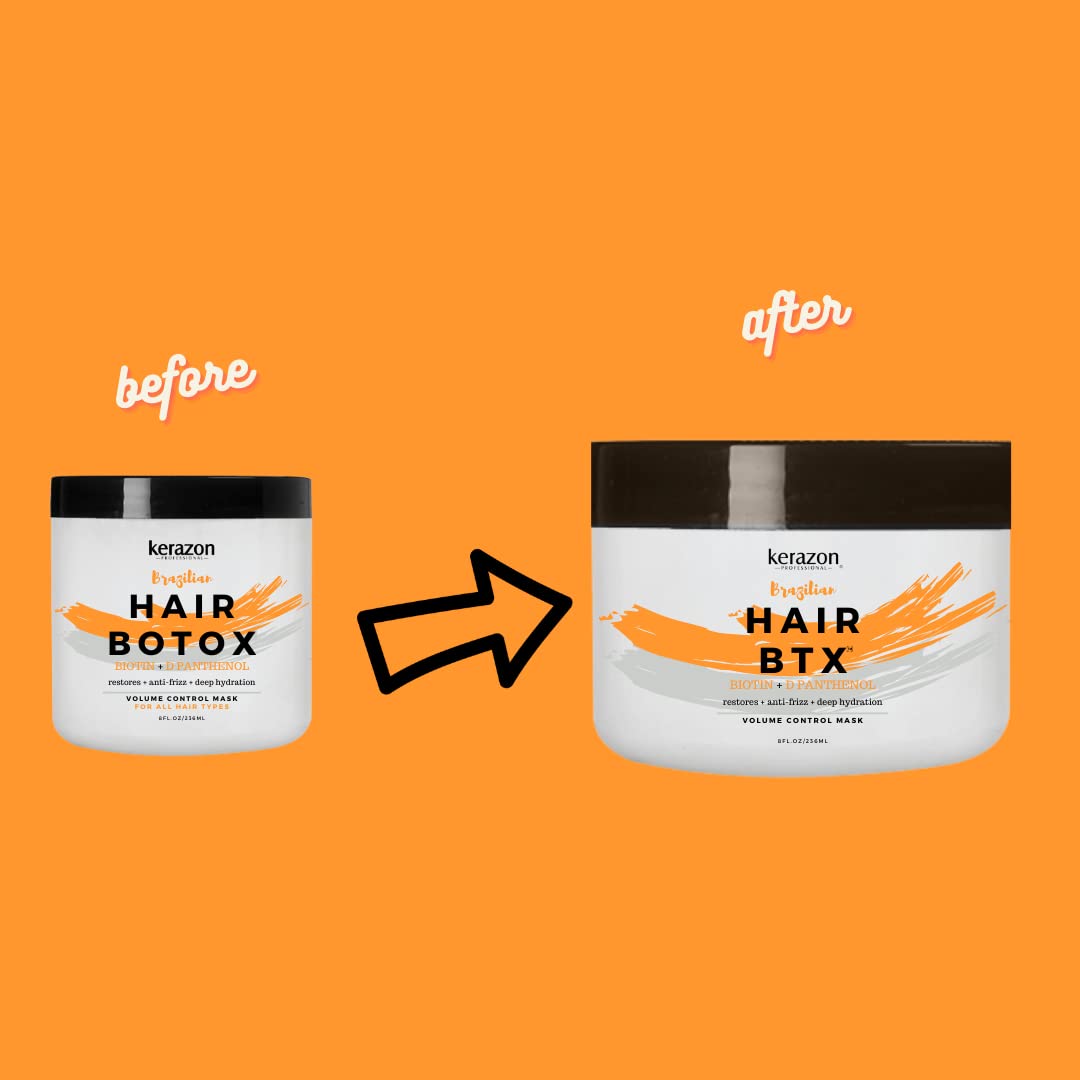 KERAZON Brazilian Hair BTX Treatment Mask - Deep Conditioning & Hydration | 8oz (236ml) for Damaged Hair