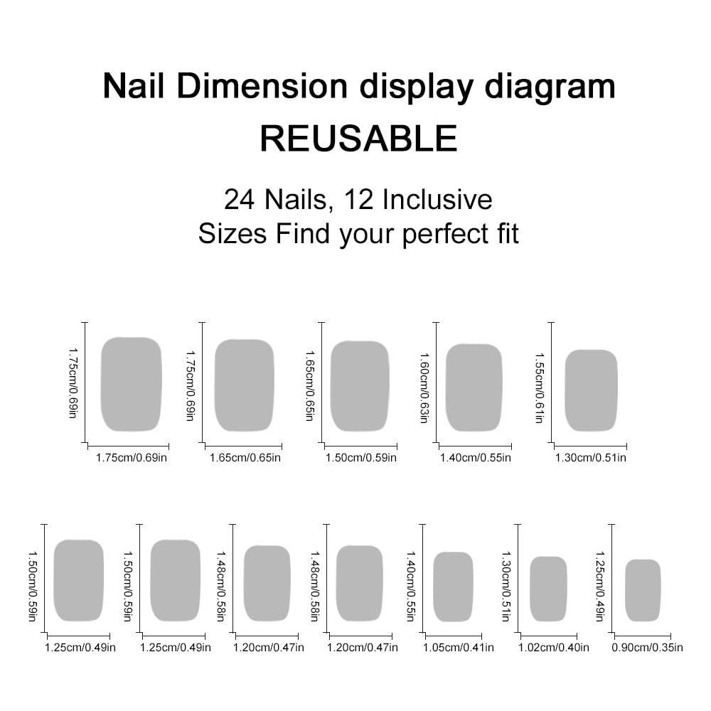 Short Square Press On Nails - Cute Glitter Gradient Full Cover Acrylic Nail Tips | 24PCS for Women