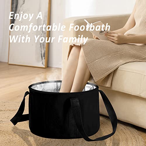 JSVSLTD 20L Collapsible Foot Bath Basin - Portable Foldable Soak Tub Black