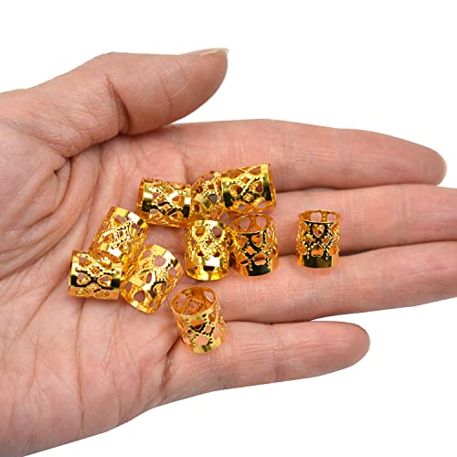 Gold Dreadlocks Beads 100 Pcs Hair Braid Rings Metal Cuffs for Women Hair Accessories