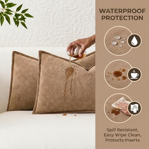 Soft Waterproof Lumbar Pillow Cover 12"x20" - Camel Color