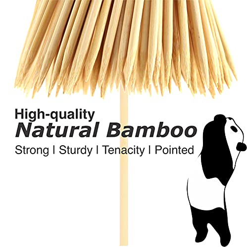 Party Hippo 8 Inch Natural Bamboo Skewers - 200 Pack BBQ Sticks