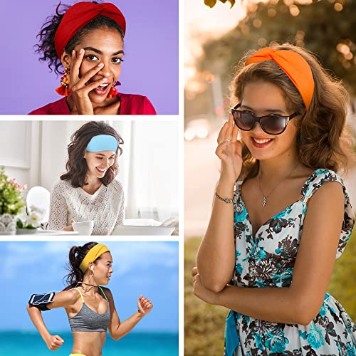 FEQO 18 Pack Classic Color Twist Headbands for Women Non-Slip Turban Hairbands