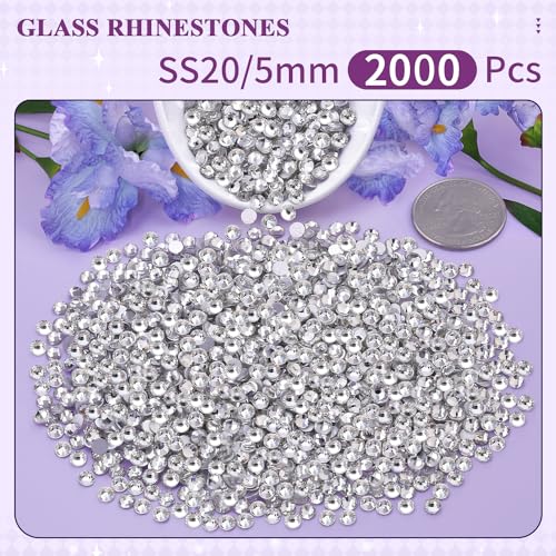 2000PCS SS20 Clear Glass Rhinestones for DIY Crafts & Nail Art