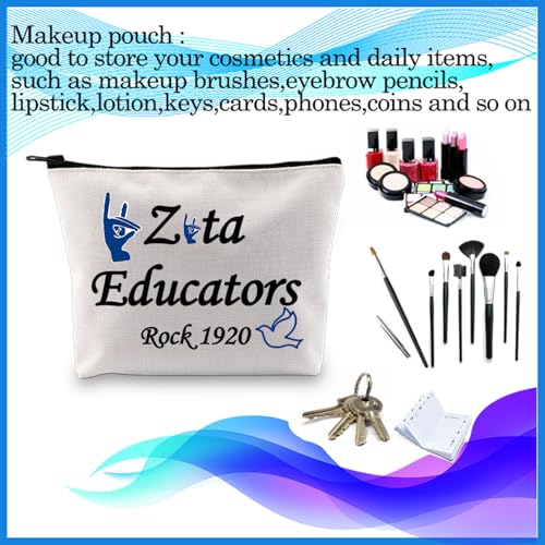 Zeta Educators Rock Canvas Makeup Bag - Greek Sorority Gift Pouch