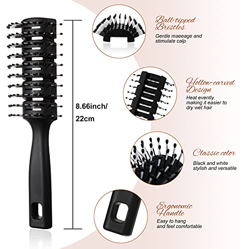 Patelai 3-Piece Vented Hair Brush Set - Anti-Static Detangling, Matte Black