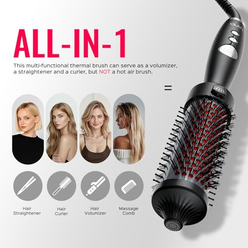 BrighterwithLena Deep Black 1.5 Inch Infrared Negative Ion Heated Round Brush