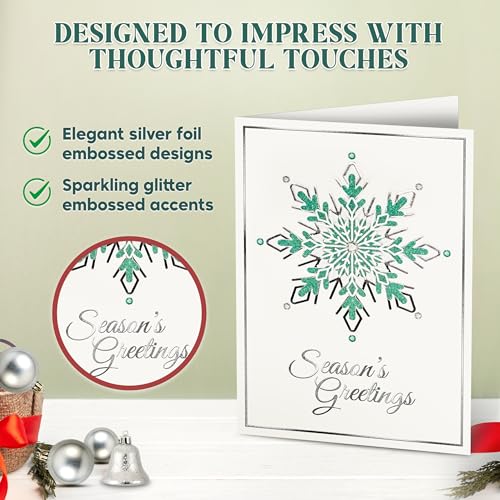 16 Pack Foil & Glitter Holiday Greeting Cards with Envelopes