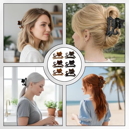 6-Pack Cute Cat Claw Clips for Fun Hair Styling - Cheetah Print