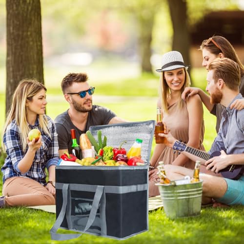 Large Foldable Cooler Bag - Durable Thermal Tote for Food Delivery & Camping