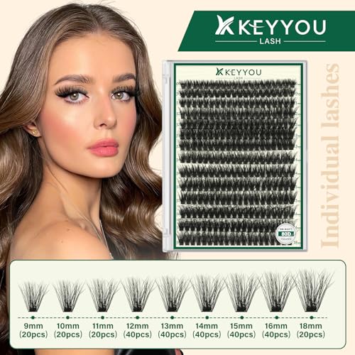 KEYYOU 3D Fluffy Lash Clusters D Curl Volume Lashes for Daily & Special Occasion Wear
