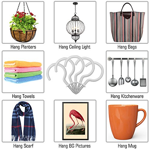 25 Pack Vinyl Coated Ceiling Hooks for Kitchen & Storage - White