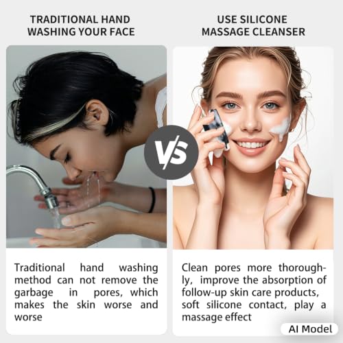 Silicone Face Scrubber for Men & Women - 1262 Soft Bristles