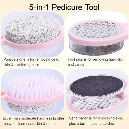 5-in-1 Foot Scrubber Brush & Pumice Stone Pedicure Tool
