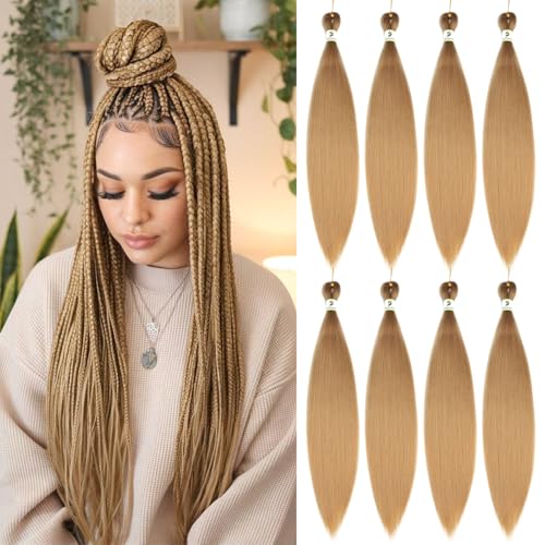 Nescorner 27# Pre Stretched Braiding Hair 24 Inch 8 Pack for Women, Yaki Straight Texture