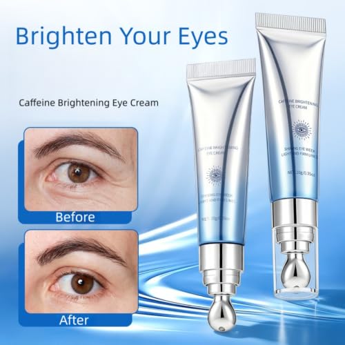 MZKV Eye Cream with Caffeine & Niacinamide for Dark Circles & Wrinkles - Hydrating Brightening Facial Treatment