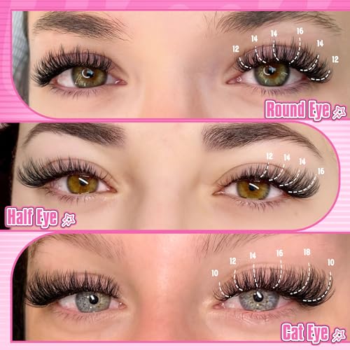Pleell Natural Fluffy Lash Extension Kit 10-18MM Wispy Eyelash Clusters DIY